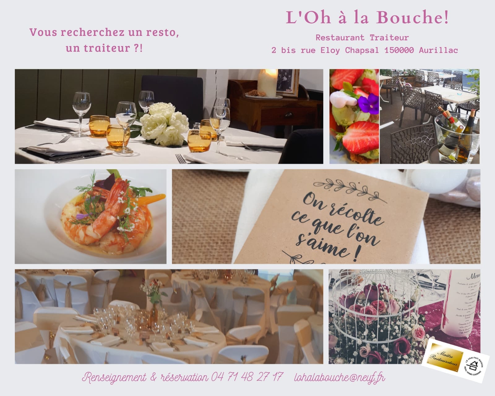 L'OH A LA BOUCHE !, Traiteur à Aurillac